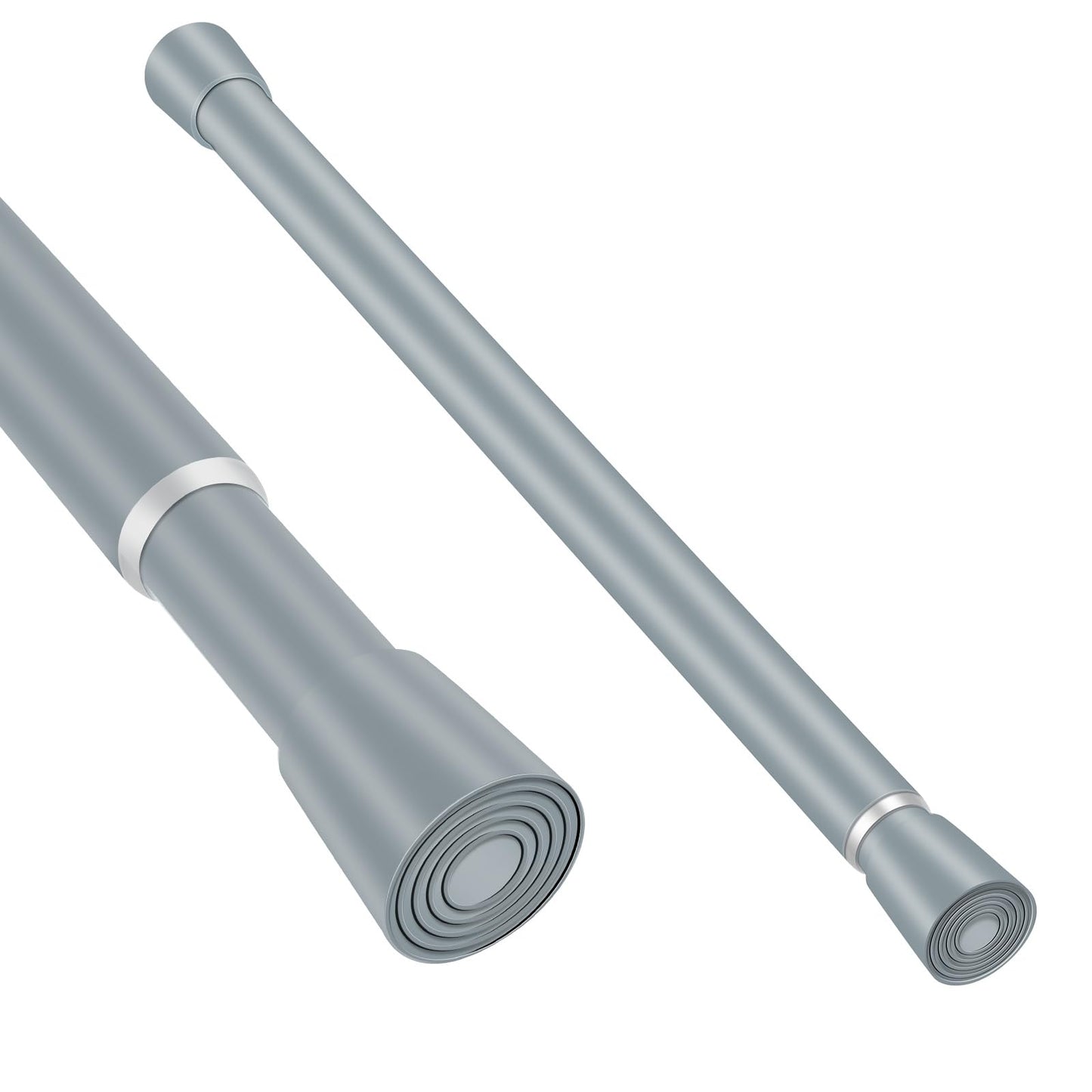 Silver Grey Adjustable Shower Curtain Rod 28-52 Inches 1pc, 7/8" Diameter Anti-slip Heavy Duty Tension Spring Curtain Rod No Drill for Windows Bathroom Kitchen Closet Doorway 22TD28-52SL BST202