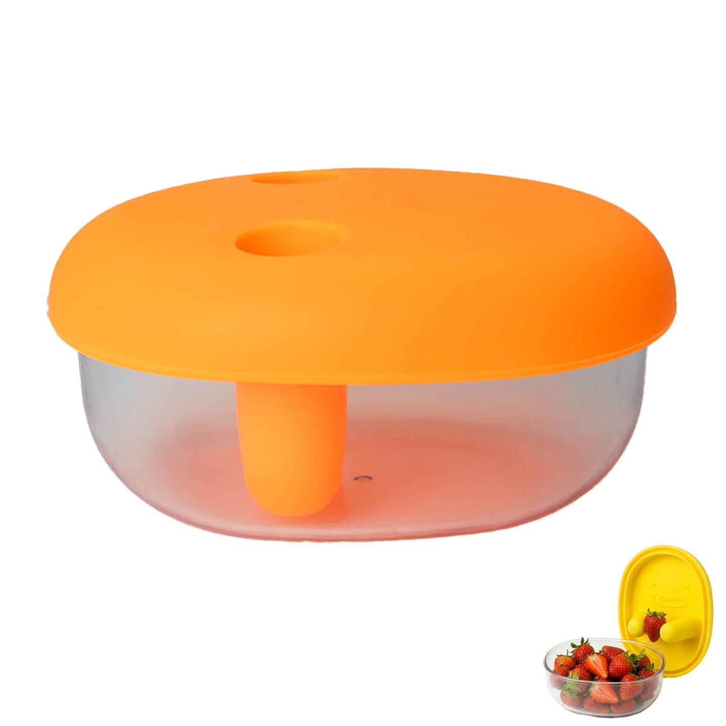 2-In-1 No-Mess Snack Container With Fingertip Cover, Reusable No-Mess Snack Box, Leak-Proof Silicone Lid, Portable Dust-Proof Container for Travel, Camping (Blue) BST326L