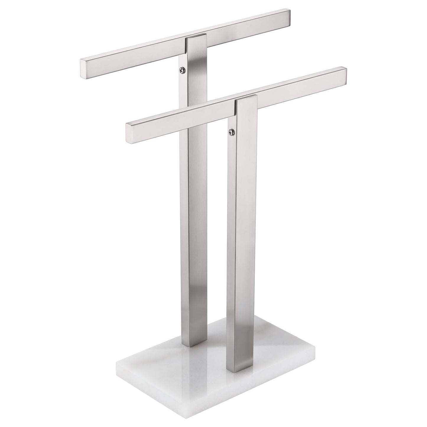 KOKOSIRI Hand Towel Holder Black Stand Towel Rack with Marble Base for Bathroom Kitchen Vanity Countertop, Stainless Steel 15.7'' Height THS0002-SM-BK BST202