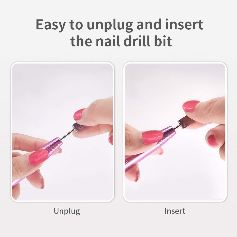 RedFlow Electric Nail Drill, Acrylic Nail Drill Kit, for Nail File Exfoliating Abrasive Nail Drill Machine, with 11 Pcs Nail Drill Bits, Brush,Nail Cutter and 50 Sanding Bands Nail Drill Set (Gold)