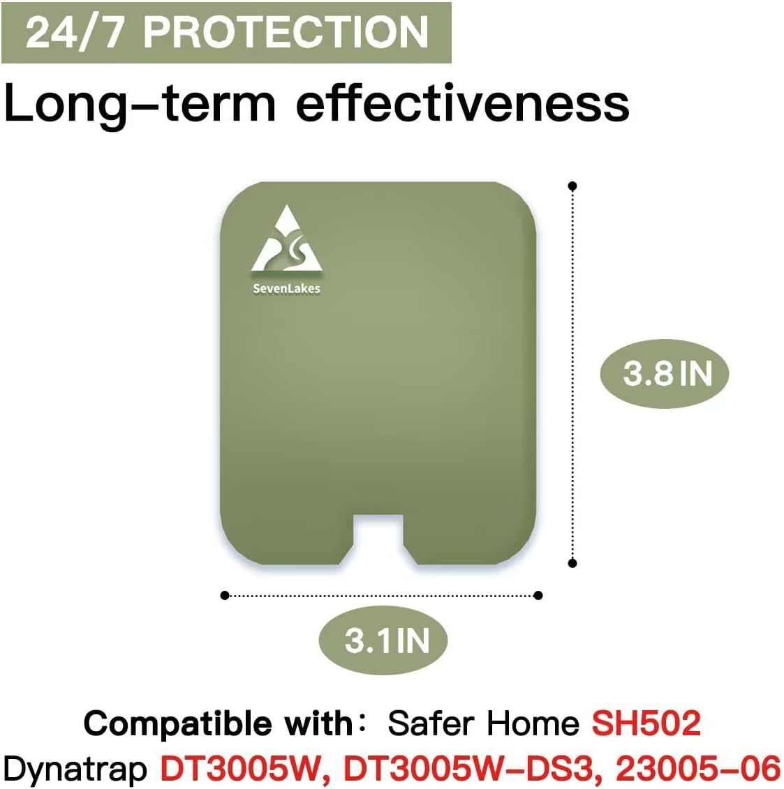 36 Pcs Sticky Refill Glue Cards, Compatible with Safer Home SH502, Dynatrap DT3005W-DS3, DT23005-06, Targets Moth, Fly, Mosquito, Gnat and More, Safe and Super Sticky (Matcha Green) WN420