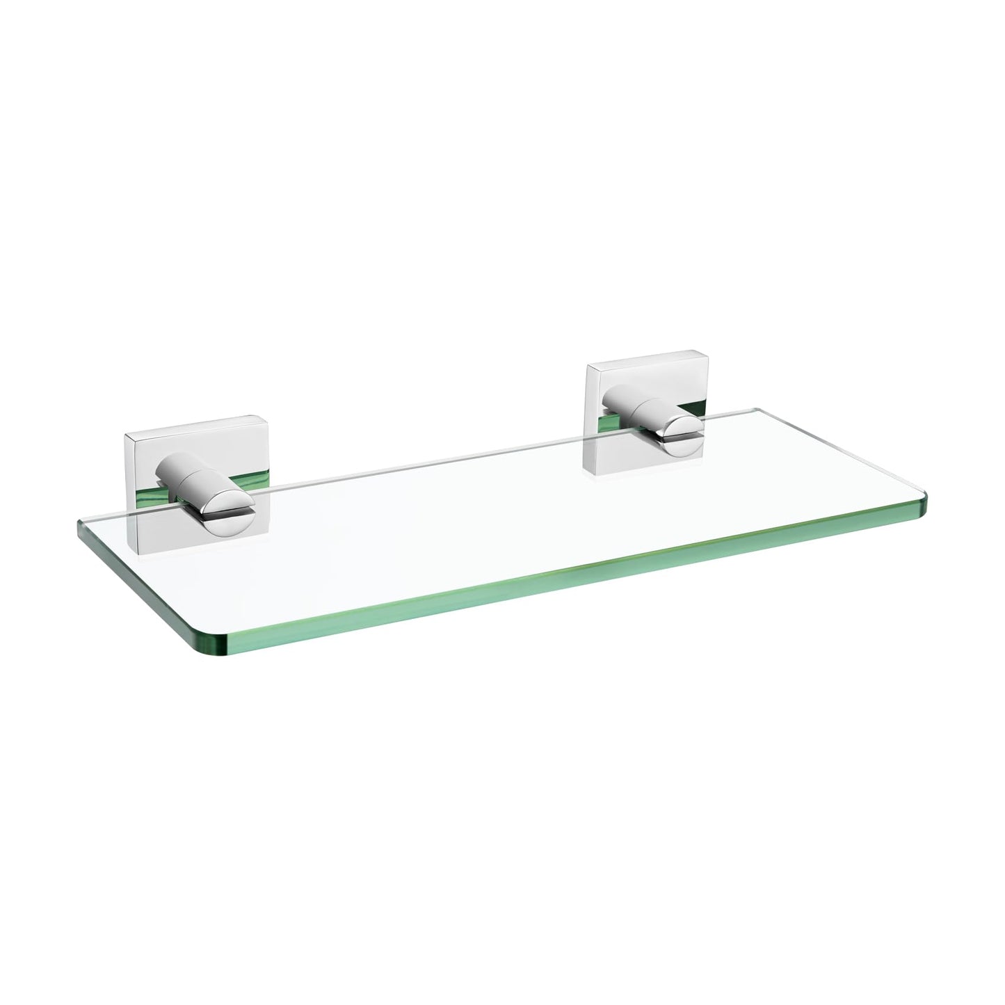 KOKOSIRI Glass Shelf for Bathrooms Floating Shelves Wall Mount 16-Inch for Shower Storage Kitchen Rack, 2 Pack Brushed Stainless Steel B1107BR-L16-P2 BST202