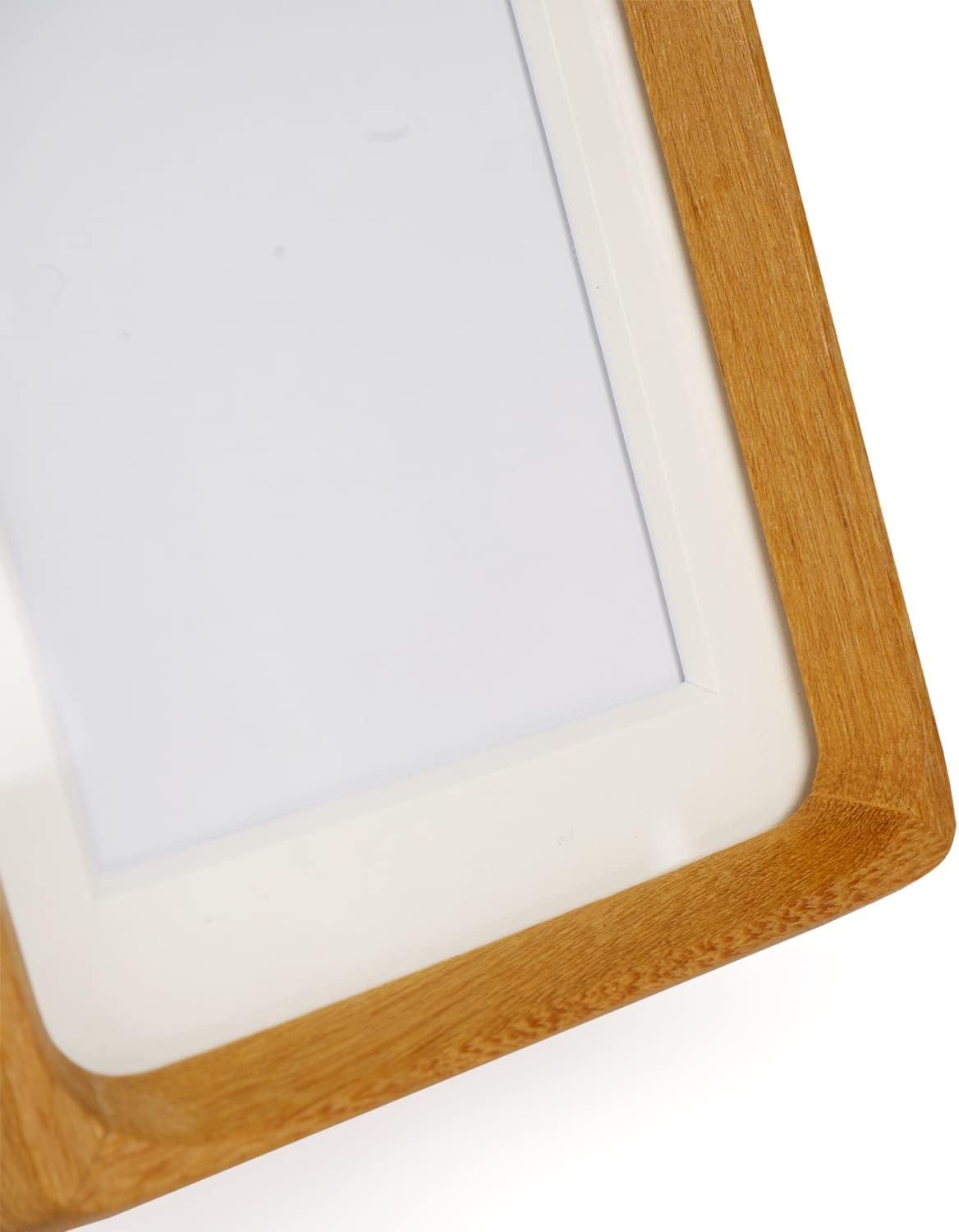 6x6 Solid Teak Wood Picture Frame Matted to 4x4 | Shatterproof Plexiglass, Mortise-Tenon Build, Horizontal & Vertical Tabletop Wall Mounting Square Display Frame BST220