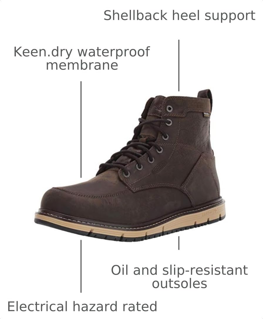 KEEN Utility Men's San Jose 6" Soft Toe Waterproof Wedge Work Boots DD1210