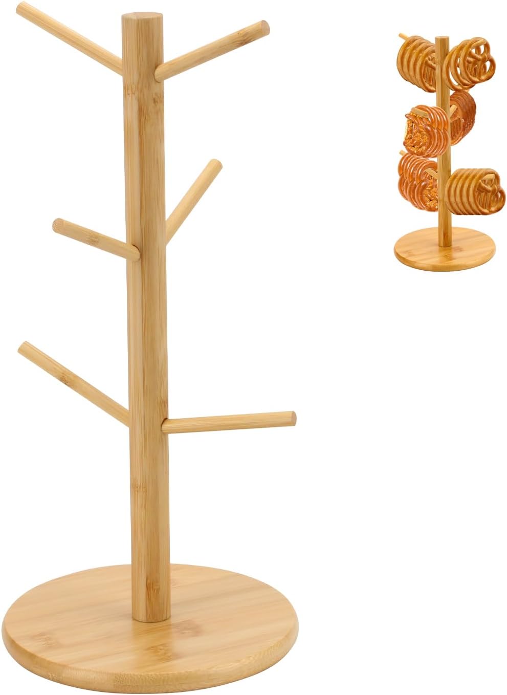 Pretzel Holder Stand, Bamboo Pretzel Rod Holder, Bamboo Tree-Shaped Pretzel Stand For Pretzel Display and Hanging Sausage Stand, Pretzel Holder for Christmas Wedding Birthday Treat Party (1PC) BST326L