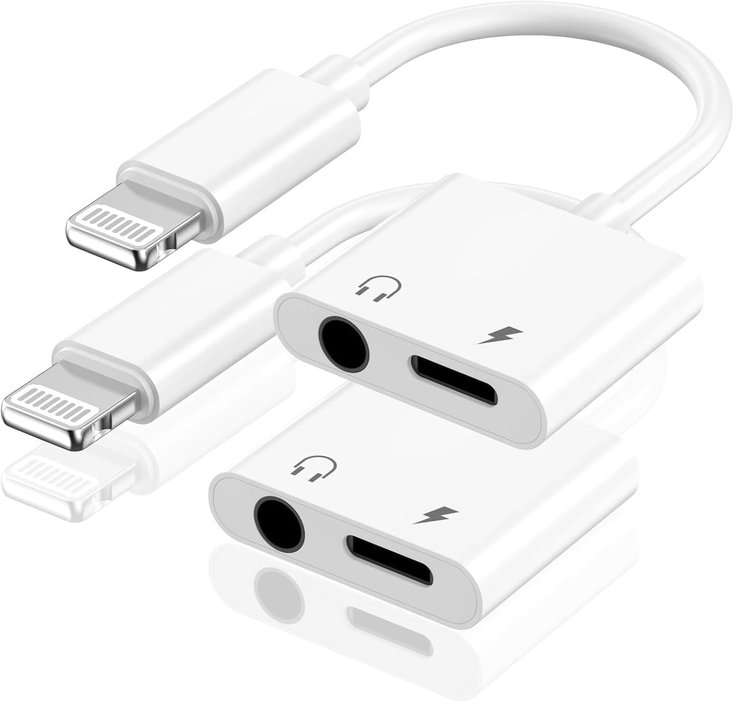[Apple MFi Certified] iPhone Headphones Adapter, 2 Pack 2 in 1 Lightning to 3.5 mm Headphone Jack Aux Audio and Charger Cable Splitter Adapter Dongle for iPhone 14 13 12 11 Pro Max XS XR X 8 7 WN420