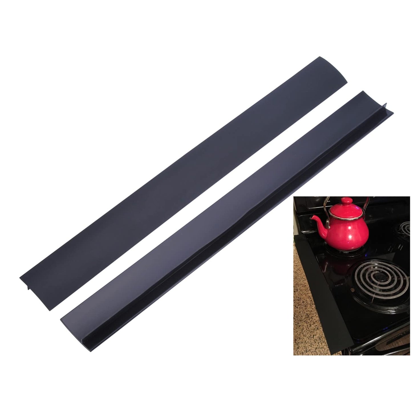 Stove Gap Covers (2 Pack), Easy to Clean Gap Fillers Between Counters and Stovetops, Oven, Washer，Furniture Easy to Install Heat Resistant, Black 25 Inches BST220