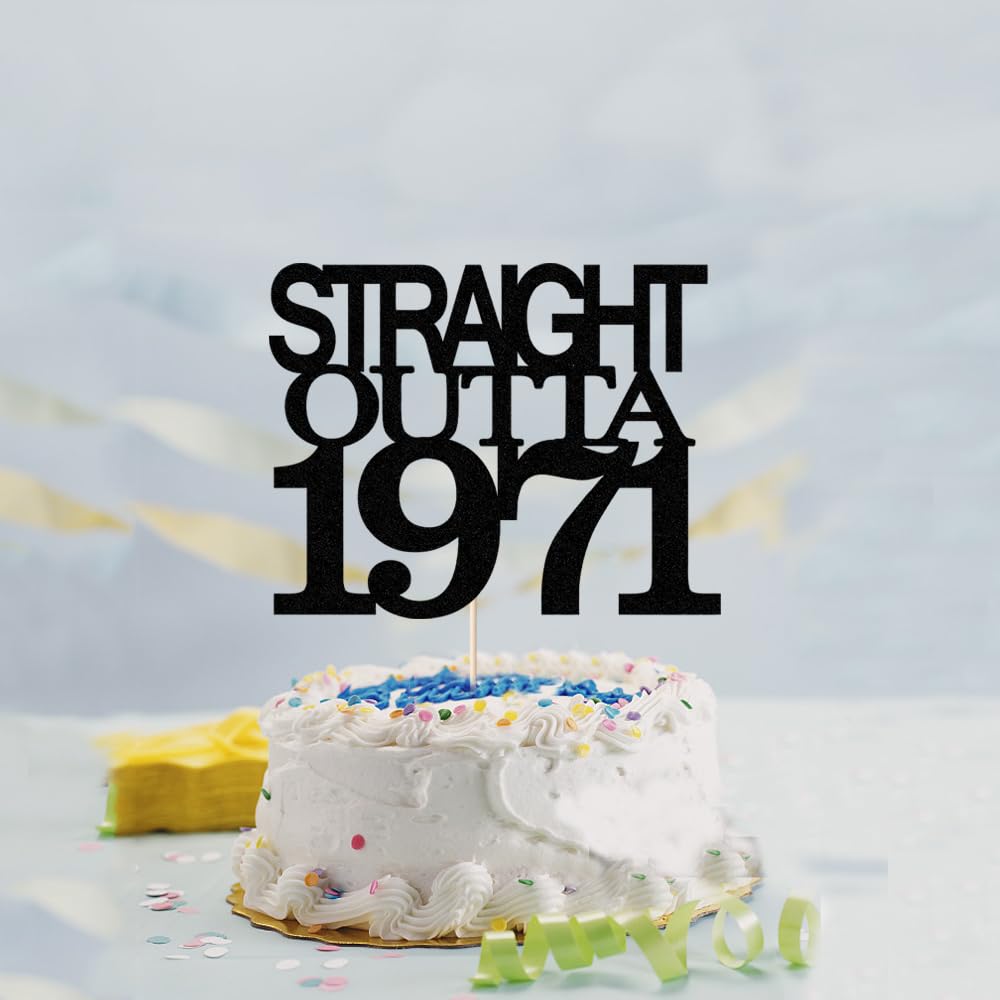 Black Glitter Straight Outta 1961 Cake Topper,Hello 65,Funny 65th | Birthday Cake Topper,65 Fabulous,Cheer to 65 Years,Men and Women 65th Birthday/Wedding/Anniversary Party Decorations BST202