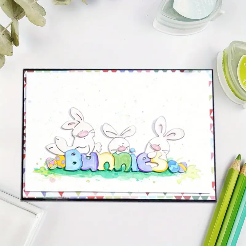 Ester Cute Bunny Rabbit Word Metal Die Cuts,Spring Sunflower Frame Leaf Cutting Dies Cut Stencils for DIY Scrapbooking Album Decorative Embossing Paper Dies for Card Making BST326L
