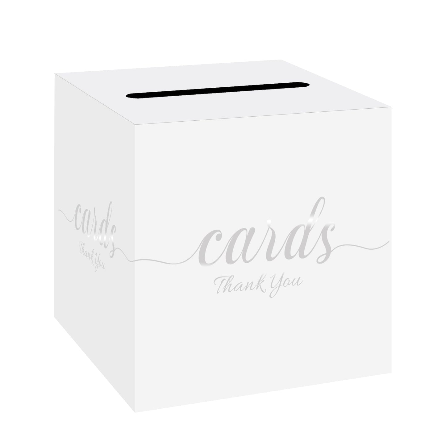 1 Pack White and Gold Wedding Card Box for Party Graduation Bridal Baby Shower Retirement Decorations Cardboard Birthday Card Holder Raffle Ballot Voting Box with Slot 7.8 x 7.8 x 7.8 In BST220