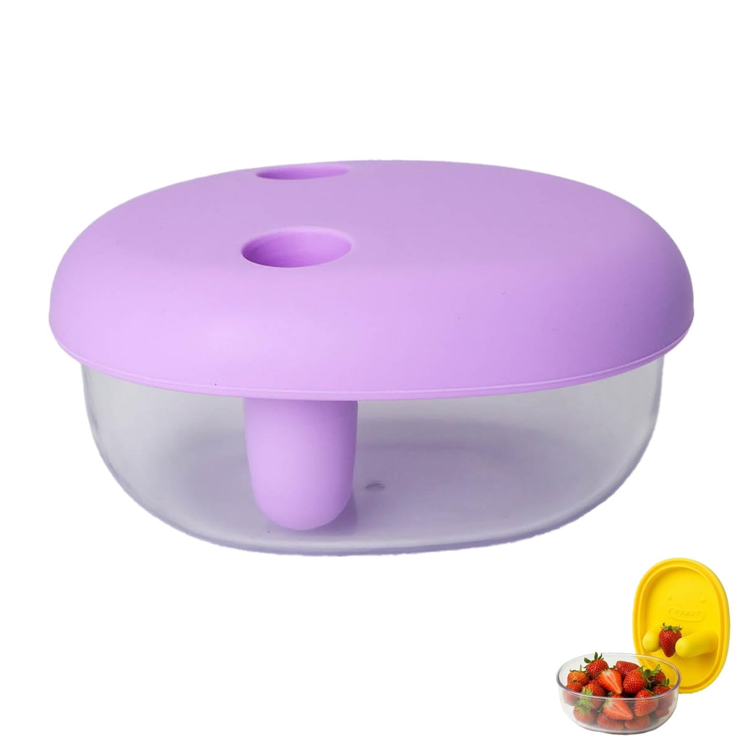 2-In-1 No-Mess Snack Container With Fingertip Cover, Reusable No-Mess Snack Box, Leak-Proof Silicone Lid, Portable Dust-Proof Container for Travel, Camping (Blue) BST326L