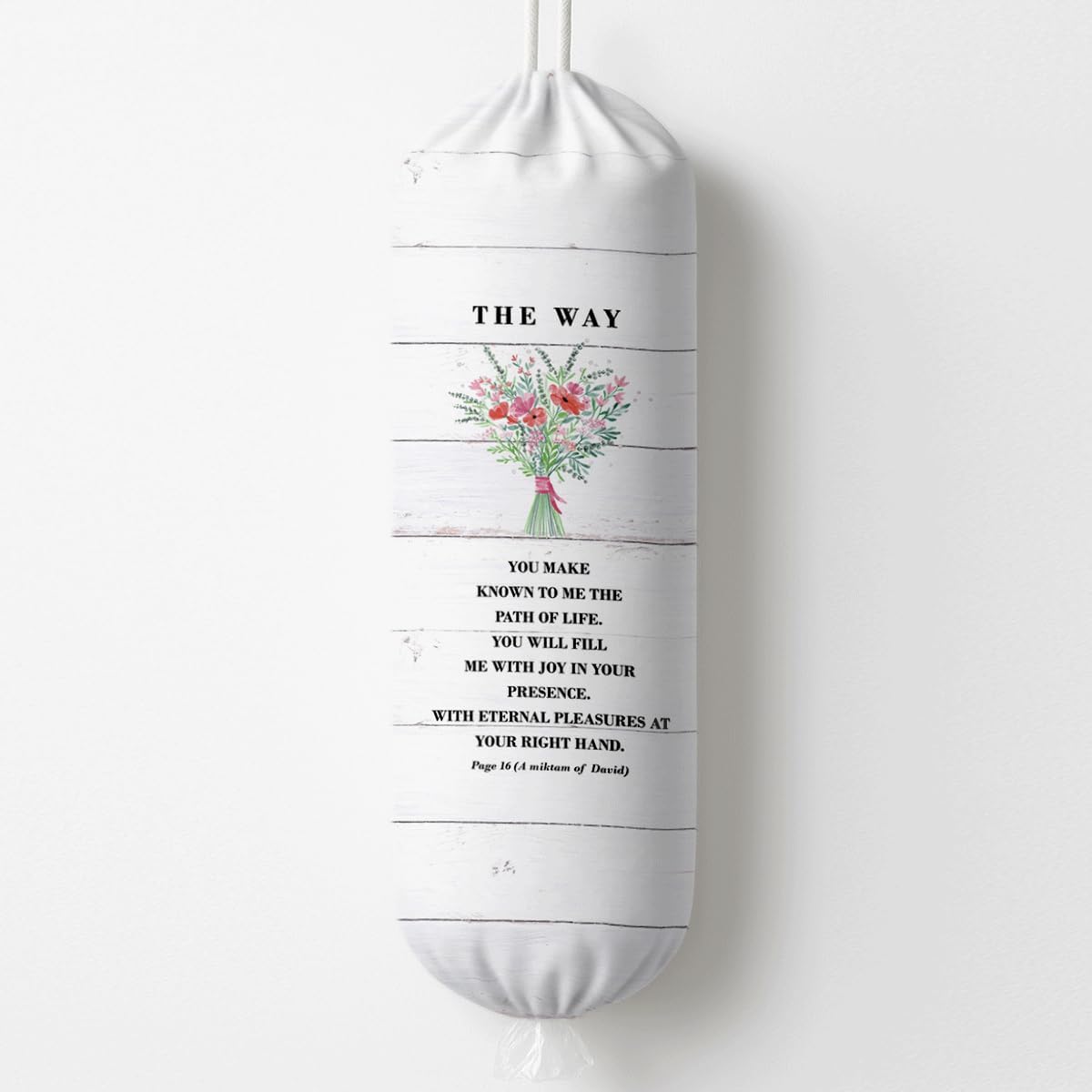 Plastic Bag Holder, The Way Page 16 Plastic Bag Holder Christian Decor, Reusable Hanging Trash Bags Dispenser, Christian Kitchen Gifts for Women Plastics Bags Holders with Bible Verse BST202