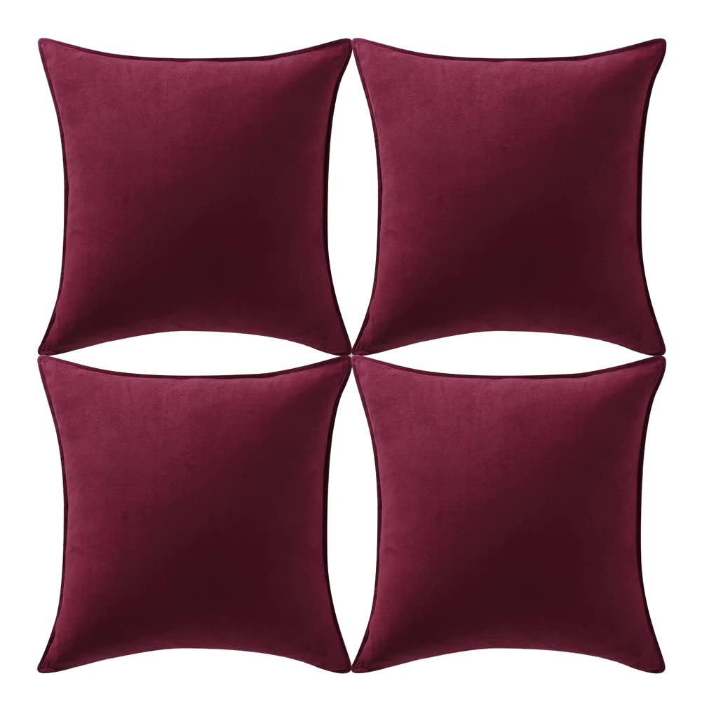 Fancy Homi 4 Packs Olive Green Decorative Throw Pillow Covers 18x18 inch, Super Soft Faux Suede Decor Square Pillow Covers 45x45 cm, Solid Cushion Cover for Couch Living Room Sofa Bedroom BST220
