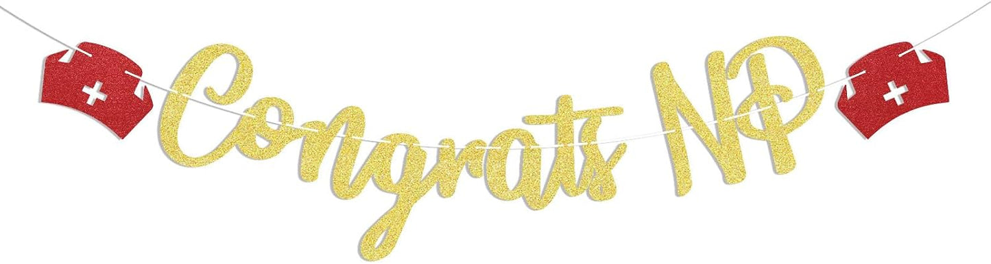 Congrats NP Banner - Nursing School Survivor Banner - Nurse Graduation Party Decorations, Nurse Practitioner Graduation Party Supplies BST220
