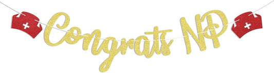 Congrats NP Banner - Nursing School Survivor Banner - Nurse Graduation Party Decorations, Nurse Practitioner Graduation Party Supplies BST220