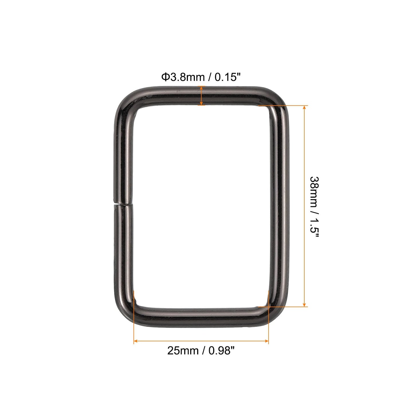 uxcell Metal Rectangle Ring, Metal Rectangular Buckle Webbing Strap Fastener for Belt DIY Accessories BST326L