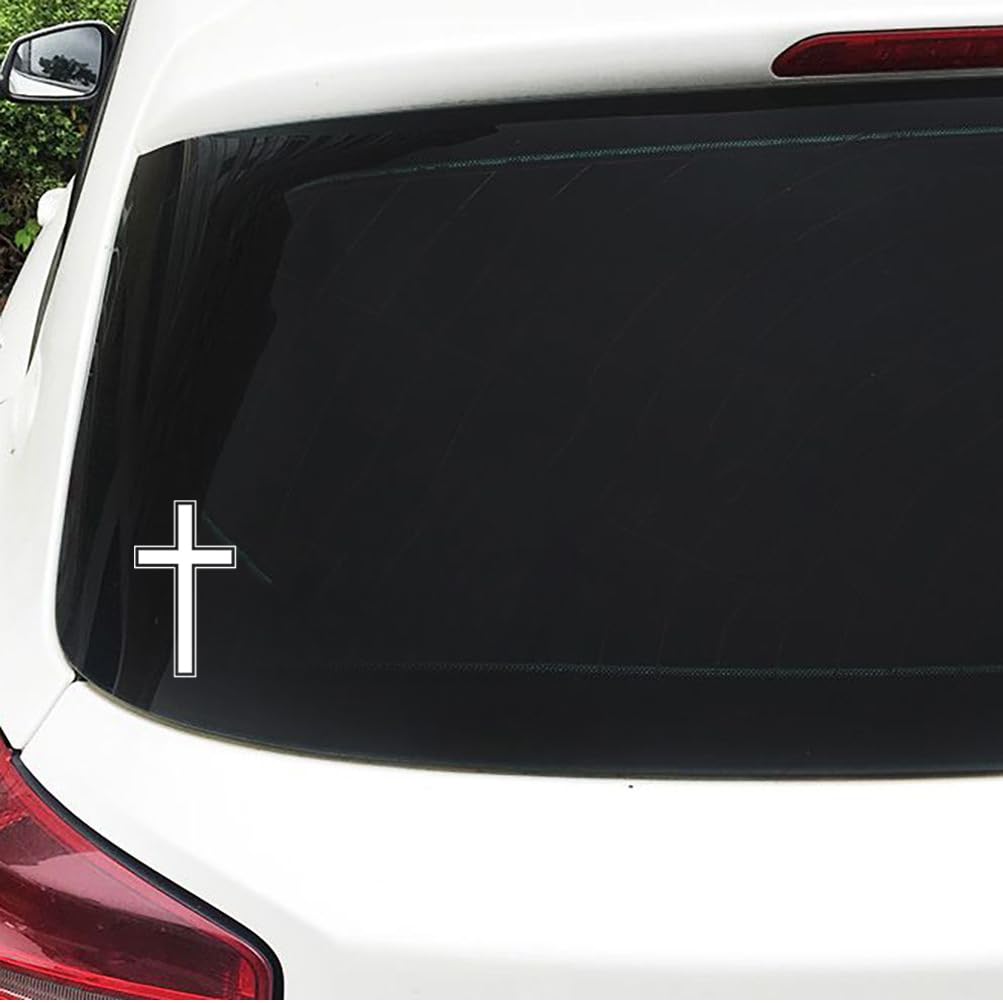 Christian Cross Car Decal Christian Jesus God Religious Window Bumper Decal Sticker Suitable for Cars, Trucks 2Pcs (White) BST220