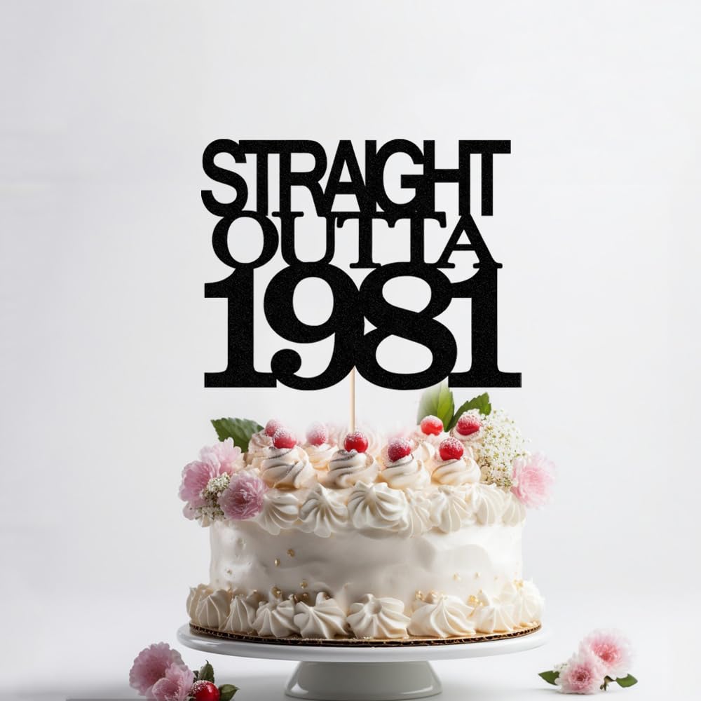 Black Glitter Straight Outta 1961 Cake Topper,Hello 65,Funny 65th | Birthday Cake Topper,65 Fabulous,Cheer to 65 Years,Men and Women 65th Birthday/Wedding/Anniversary Party Decorations BST202