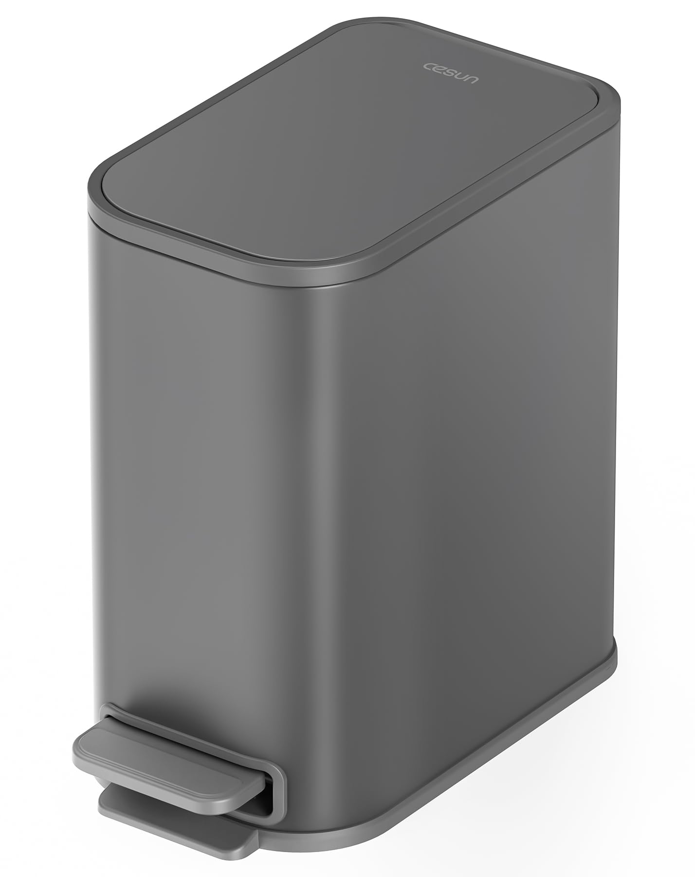 Cesun Small Bathroom Trash Can with Lid Soft Close, Step Pedal, 5 Liter / 1.3 Gallon Stainless Steel Garbage Can with Removable Inner Bucket, Waste Basket for Bathroom, Bedroom (White) DD1210