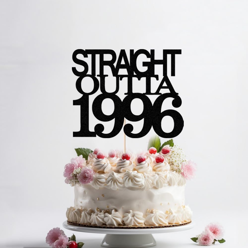 Black Glitter Straight Outta 1961 Cake Topper,Hello 65,Funny 65th | Birthday Cake Topper,65 Fabulous,Cheer to 65 Years,Men and Women 65th Birthday/Wedding/Anniversary Party Decorations BST202