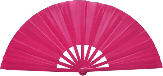 Handheld Folding Fan 13 Inch, Hand Fans for Women Foldable, Large Rave Fan, Dance Performance Prop Fan, Boots on the Ground Fan, Cool Fan on the Street Portable for Outdoor (1 Pcs Rose) WN420