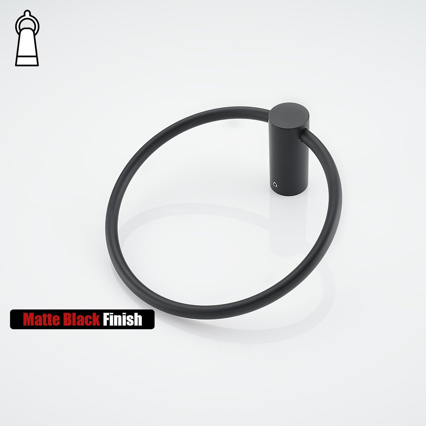 JQK Black Towel Ring, 304 Stainless Steel Matte Black Hand Towel Holder for Bathroom, Wall Mount, TR630-PB BST220