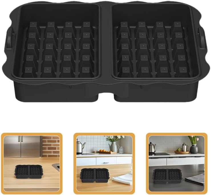 STOBAZA Waffle Mold for Air Fryer Nonstick Silicone Baking Tray for Muffins Pancakes Desserts Compatible with Ninja Sleu Easy Release Bakeware BST202