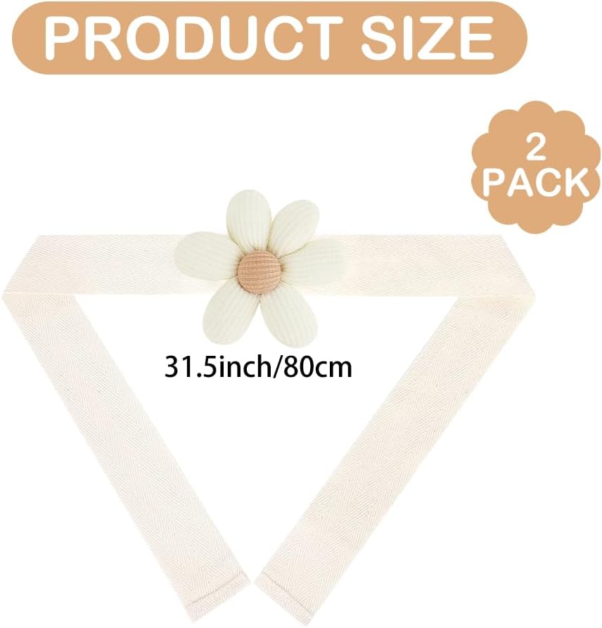Flower Curtain Tiebacks, 2 Pack Cute Curtain Tie Backs Decorative Curtains Ties Set Tie Backs Holders for Windows Elegant Curtains Holdbacks for Home Office Bedroom Living Room Decoration(Beige) BST326H