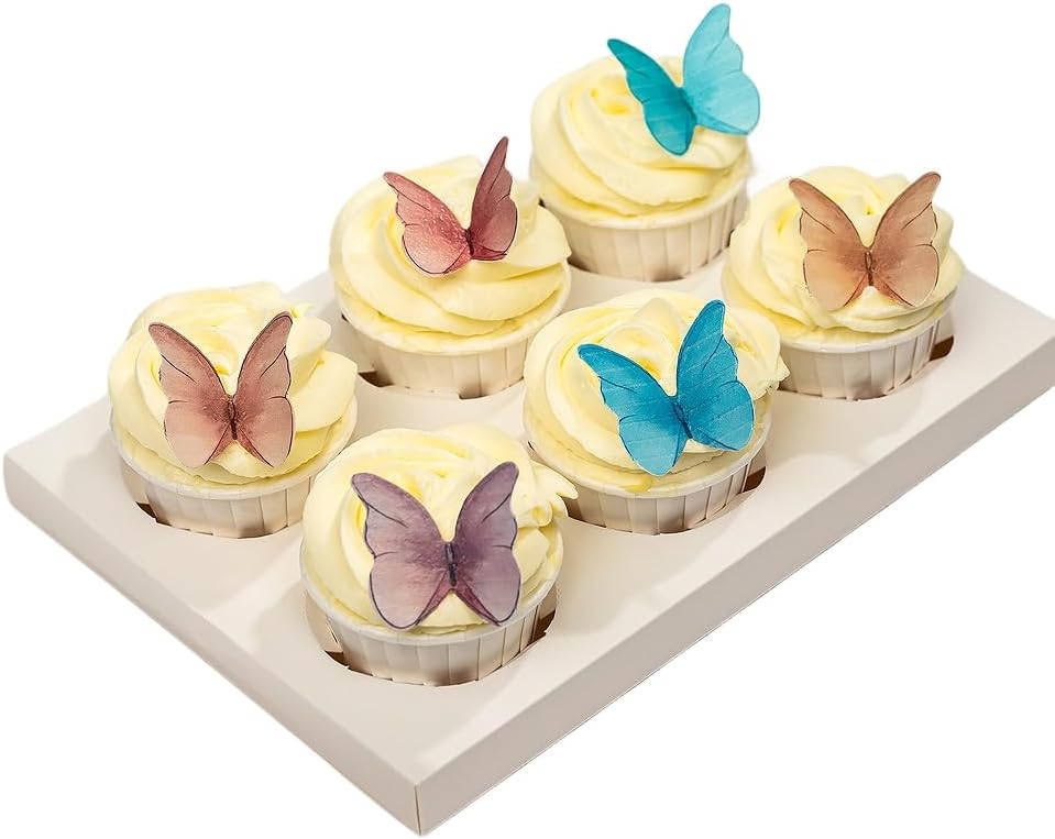 Edible Butterflies for Cake Decorating, Rainbow edible Butterfly Cake Toppers and Cupcake Toppers, Edible Wafer Paper Butterflies Set of 48 Rainbow Cake Food Decorations (5Colors-1) BST326L