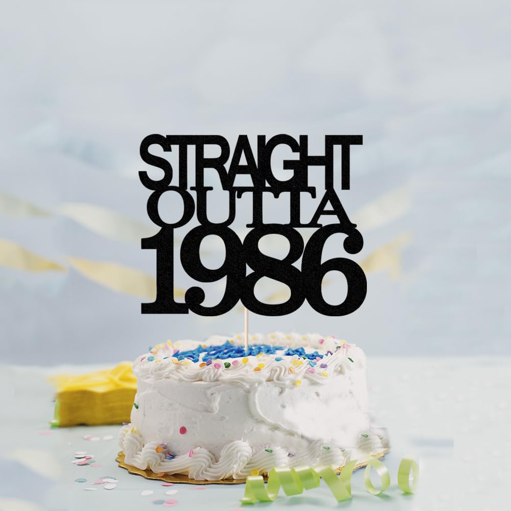 Black Glitter Straight Outta 1961 Cake Topper,Hello 65,Funny 65th | Birthday Cake Topper,65 Fabulous,Cheer to 65 Years,Men and Women 65th Birthday/Wedding/Anniversary Party Decorations BST202