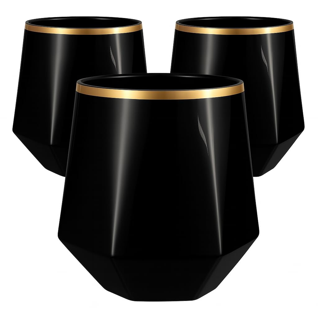 Oojami 40 Pack Diamond Disposable Plastic Wine Glasses 12oz for Parties | Stemless Wine Cups, Champagne Cocktail Whiskey - Shatterproof Unbreakable Reusable Recyclable BPA-Free, Weddings Birthday BST220