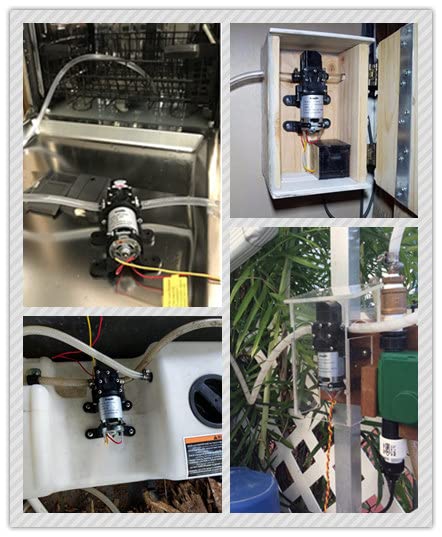 12V DC Fresh Water Pressure Diaphragm Pump with Hose Clamps Self Priming Sprayer Pump with Pressure Switch 4 L/Min 1.0 GPM 80 PSI for RV Camper Marine Boat
