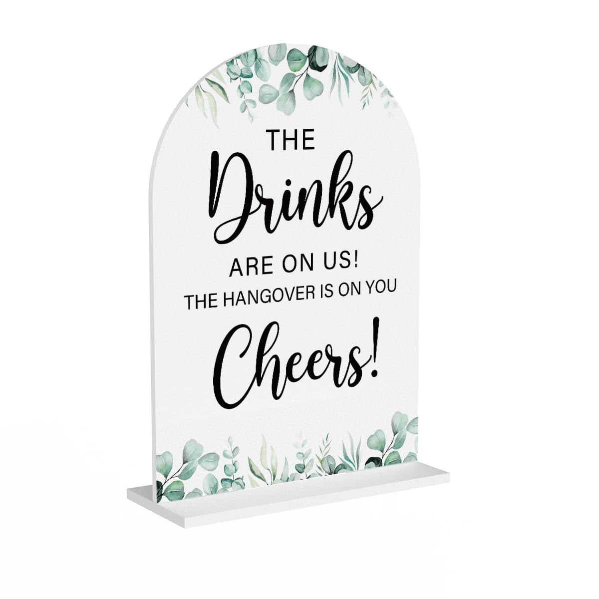 Acrylic Wedding Sign Bubble Send Off Signs for Ceremony Modern Calligraphy Arch Acrylic Table Top Signs for Wedding Reception and Event Party Table Decor (White Eucalyptus Leaves) BST326L