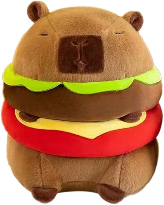Capybara Plush Toy Soft Stuffed Animal Pillow, Cute Capybara Plushie for Kids, Boys & Girls, Birthday Gift & Room Decor for Children 9" (Hamburger) WN420