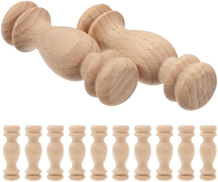 STOBAZA 12 Pcs Unfinished Wood Finials, 2.36 Inch Mini Wooden Spindles for DIY Crafts, Dollhouse Furniture, Painting, Small Furniture Accents and Home Decor BST202