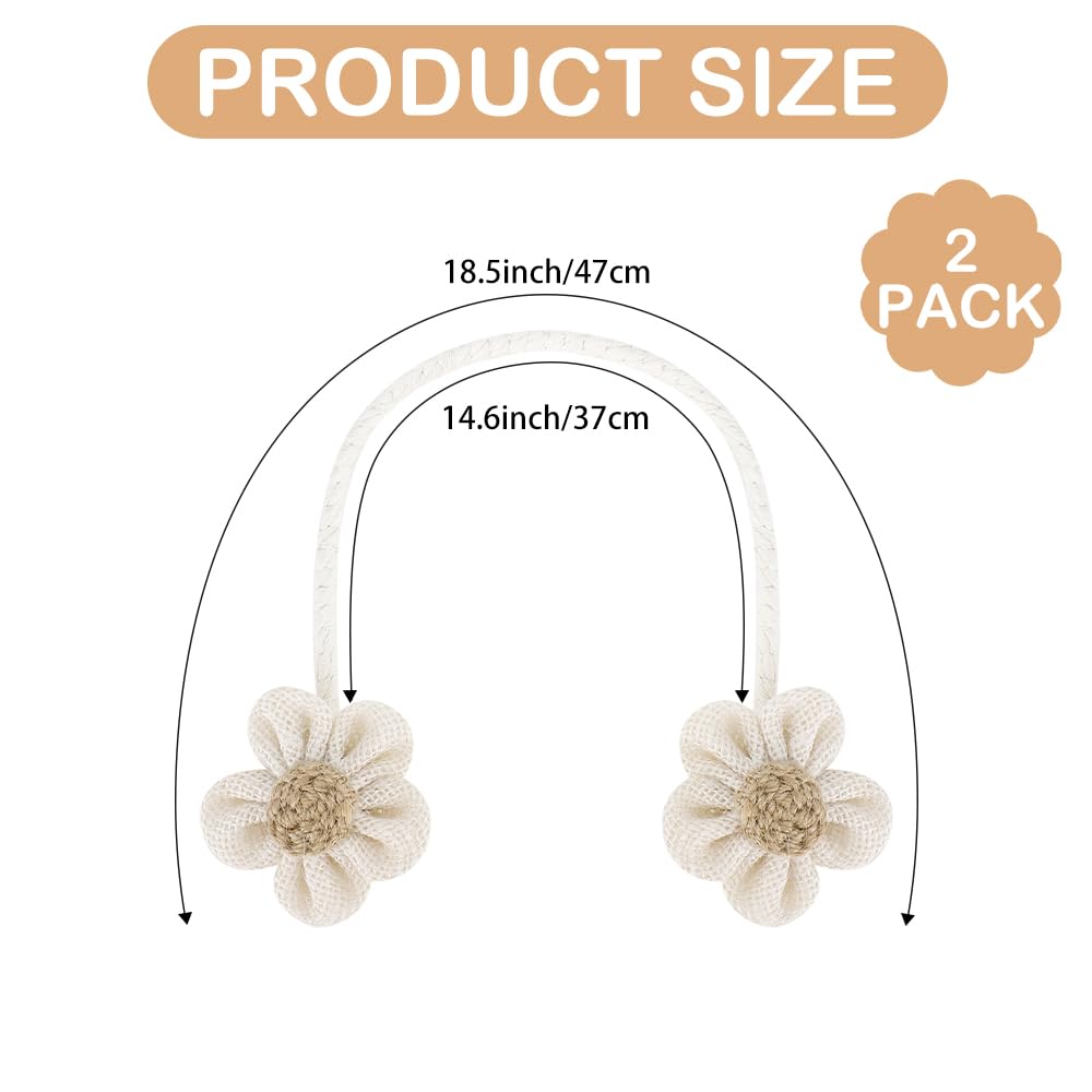 Flower Curtain Tiebacks, 2 Pack Cute Curtain Tie Backs Decorative Curtains Ties Set Tie Backs Holders for Windows Elegant Curtains Holdbacks for Home Office Bedroom Living Room Decoration(Beige) BST326H