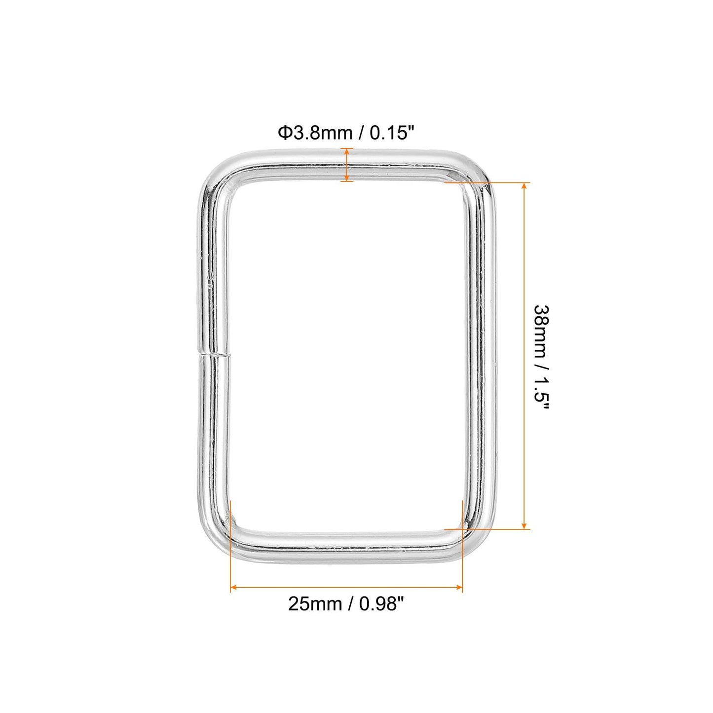 uxcell Metal Rectangle Ring, Metal Rectangular Buckle Webbing Strap Fastener for Belt DIY Accessories BST326L