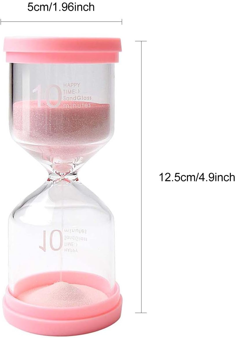 Solar Luminous Hourglass Timer Sand Clock Crafts Glass Decoration, 10 Minutes /15 Minutes /30 Minutes for Living Room Office Home Decoration (Pink-10 mins) BST220