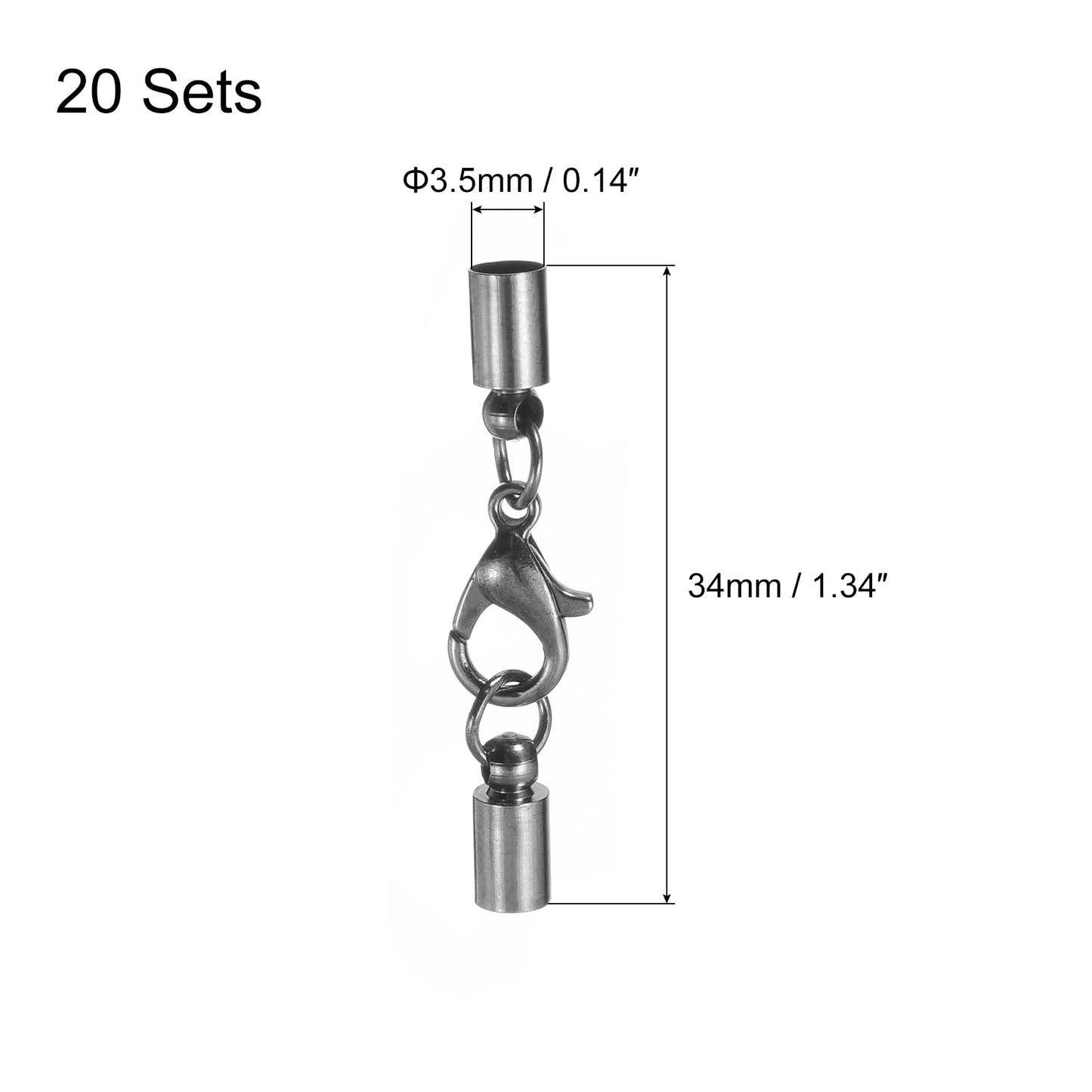 uxcell 20Sets Leather Cord End Caps with Lobster Claw Clasps Fit 4.5mm Cords, Barrel Terminators for DIY Making Leather Bracelets, Bronze Tone BST326L