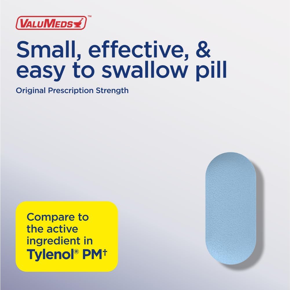 ValuMeds Compare to Tylenol PM PM Pain Reliever & Sleep Aid, Generic Acetaminophen 500mg, Fast-Acting, Extra Strength for Headaches, Migraines, Aches | Non-Habit Forming (375 Count)