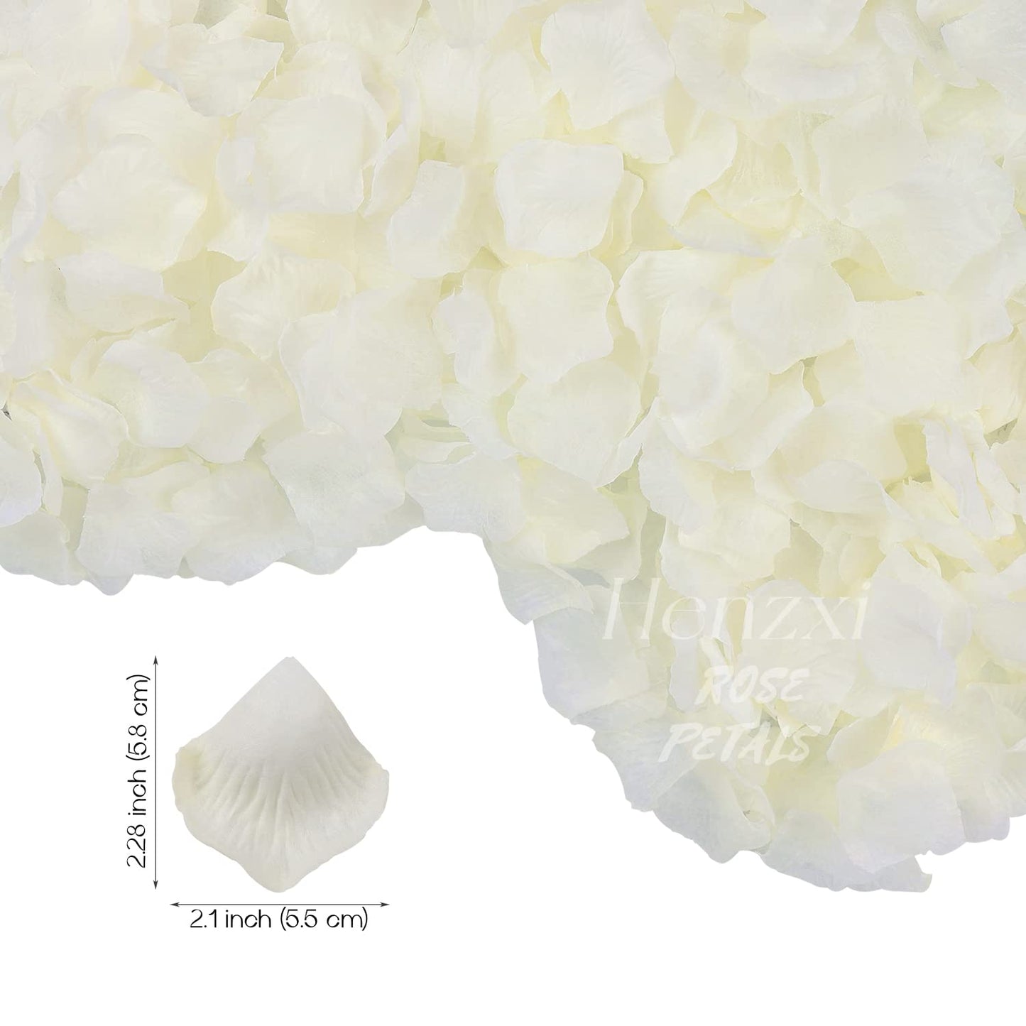Henzxi 1000 Pcs Rose Petals, Artificial Flower Petals, for Romantic Night, Wedding, Event, Party, Valentine Decor (1000 Pcs, Ivory) BST220