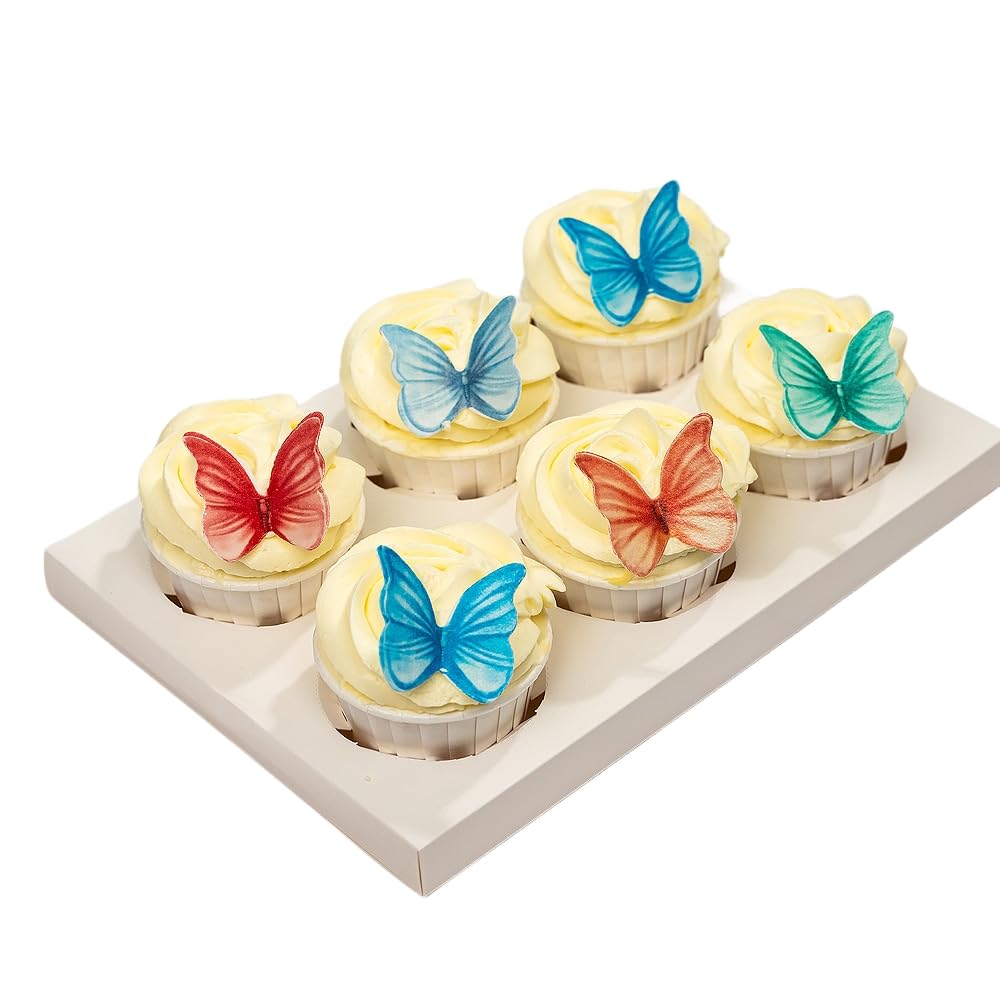 Edible Butterflies for Cake Decorating, Rainbow edible Butterfly Cake Toppers and Cupcake Toppers, Edible Wafer Paper Butterflies Set of 48 Rainbow Cake Food Decorations (5Colors-1) BST326L