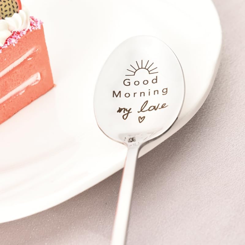 Anniversary Birthday Gifts for Husband Boyfriend Christmas Gifts from Wife Girlfriend Fiance Wedding Valentines Day Engagement Gift for Fiancee Good Morning My Love Spoon Tea Coffee Lovers Gift BST326L