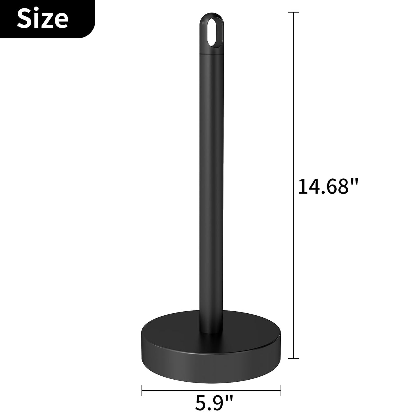 STWWO Paper Towel Holder Countertop, Freestanding Paper Towel Holder, Black | Paper Roll Holder with Anti Slip Weighted Base, Stainless Steel Heavy Duty Papertowel Holder, Kitchen Roll Holder BST326H
