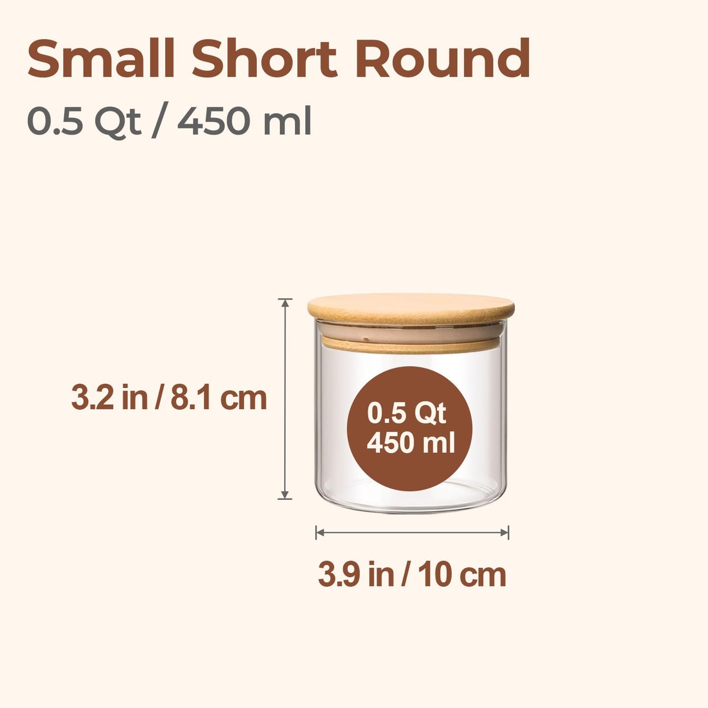 ComSaf Glass Storage Containers With Lids 0.5 Qt, 6 Pack Small Glass Jars | Small Glass Containers, Spice Jar 15oz, Candy, Family Snack Storage, Coffee Bar Organization, Size For Subpackage, BPA Free BST220