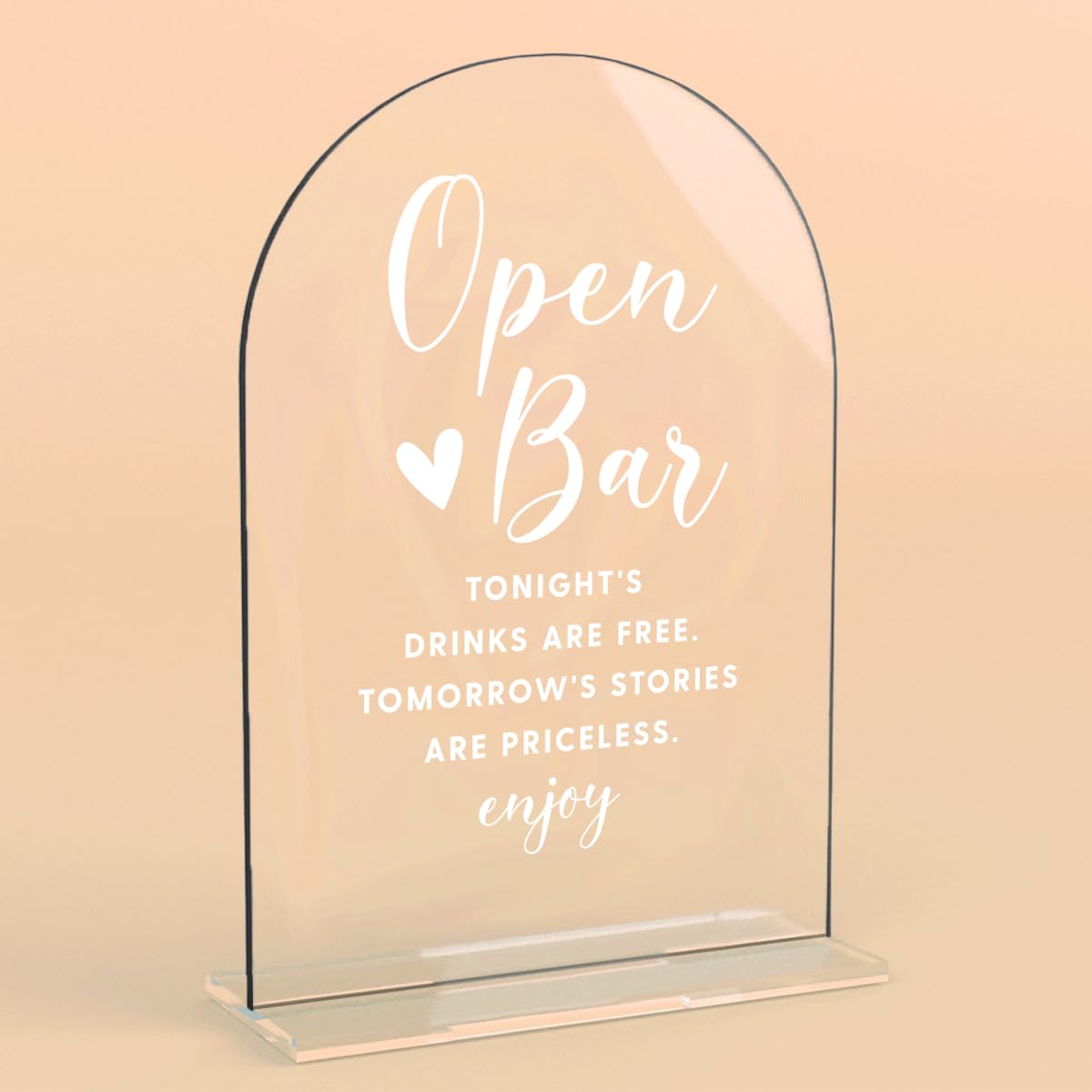 Acrylic Wedding Signs, Bridal Shower Decorations, Modern Arched Round Top Acrylic Table Top Sign with Holder for Wedding Reception Party Dinner - Can't Wait to See What Develops (Clear) BST326L