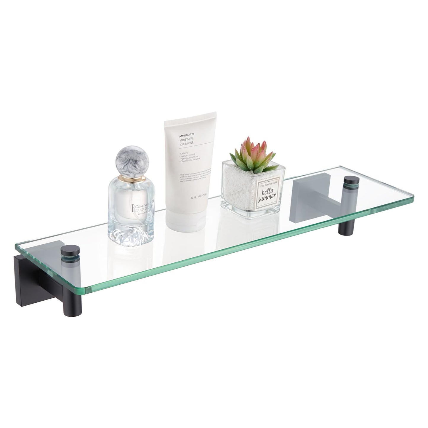 KOKOSIRI Wall Shelves Bathroom Hardware Glass Floating Shelf 12-Inch for Bedroom, Living Room, Kitchen, Hanging Rack Champagne Bronze B1105CPG-L12 BST202