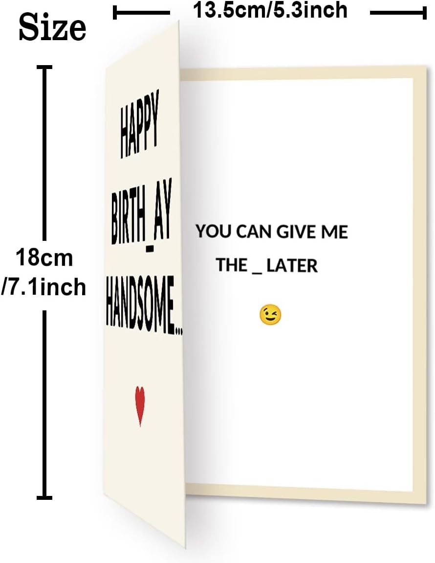 fancu Funny Birthday Card for Boyfriend, Cheeky Card for Husband | 5 x 7 inch cheeky birthday card with matte finish, printed message, red envelope, and sticker for boyfriend or husband BST202