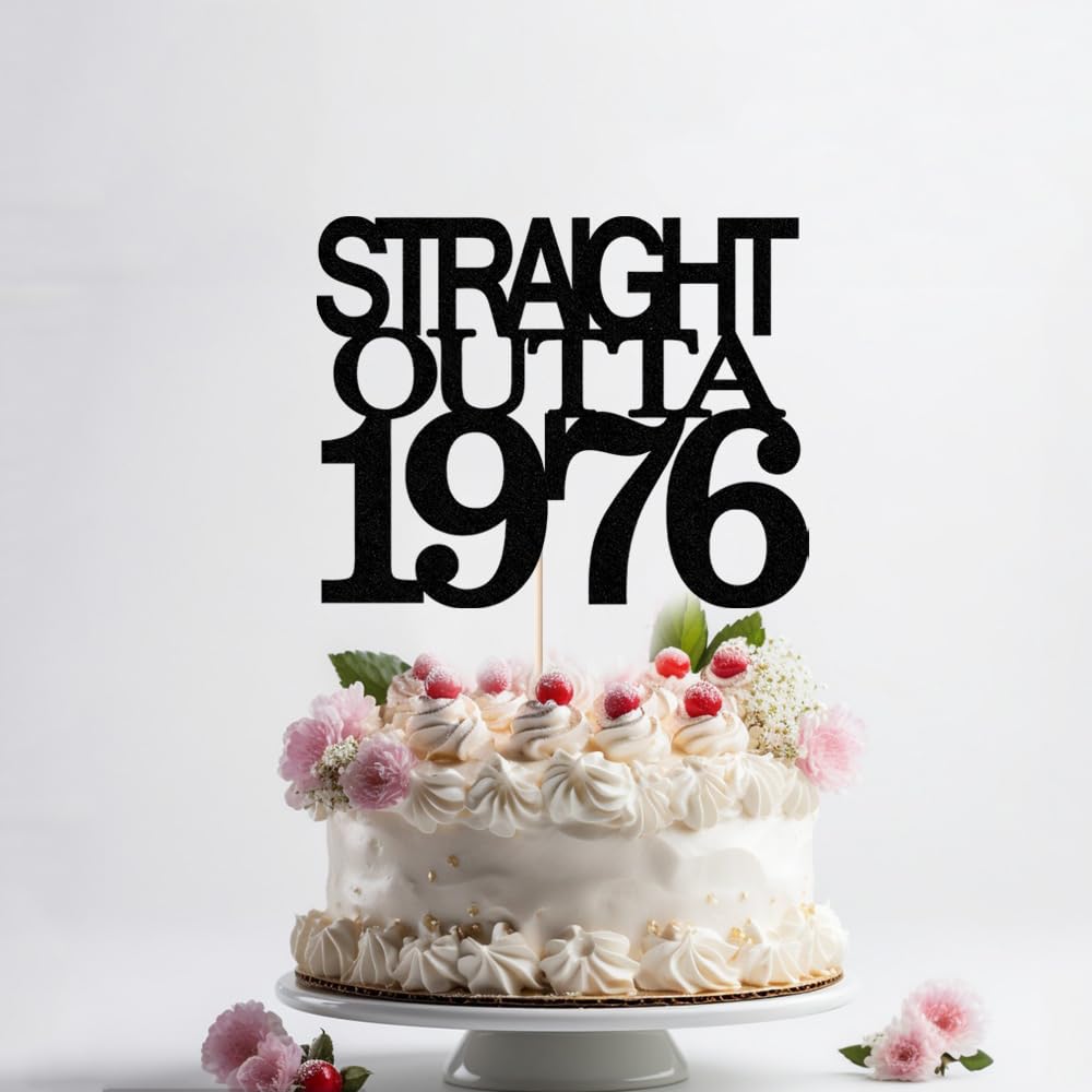 Black Glitter Straight Outta 1961 Cake Topper,Hello 65,Funny 65th | Birthday Cake Topper,65 Fabulous,Cheer to 65 Years,Men and Women 65th Birthday/Wedding/Anniversary Party Decorations BST202