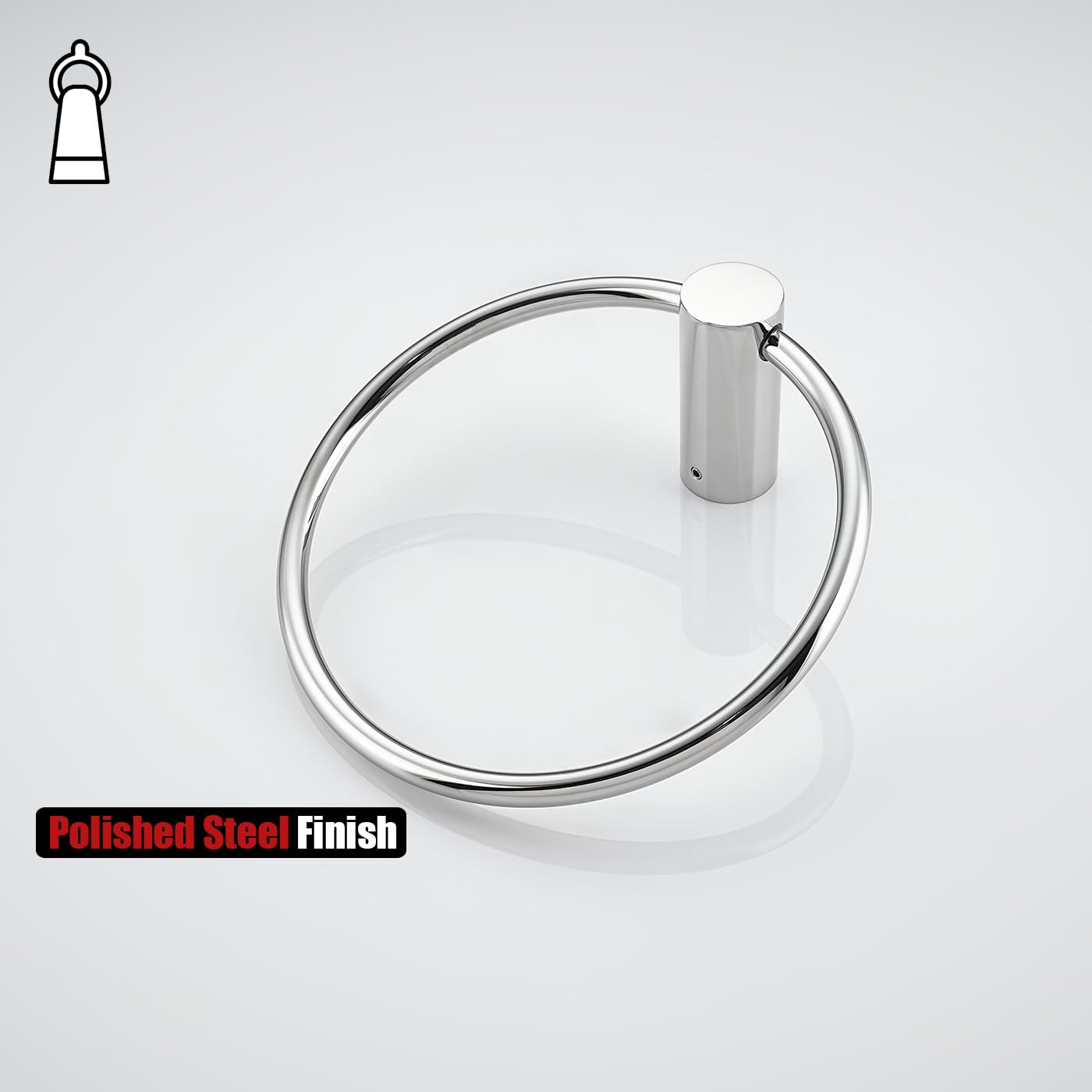 JQK Black Towel Ring, 304 Stainless Steel Matte Black Hand Towel Holder for Bathroom, Wall Mount, TR630-PB BST220